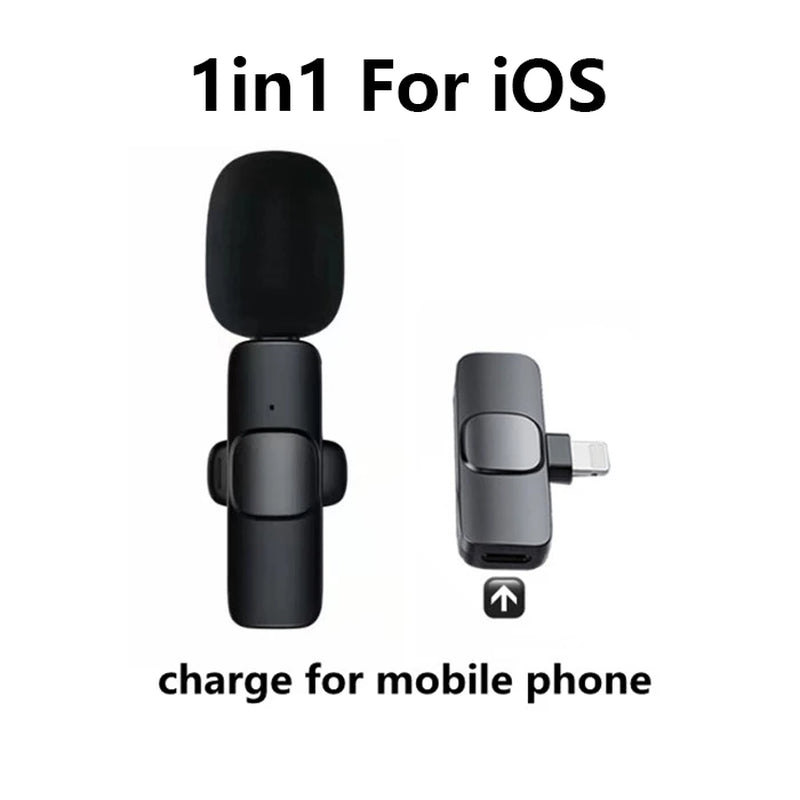 Wireless Lavalier Microphone Portable Audio Video Recording Mini Mic for Iphone Android Long Battery Life Live Broadcast