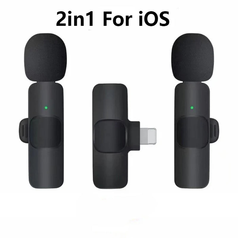 Wireless Lavalier Microphone Portable Audio Video Recording Mini Mic for Iphone Android Long Battery Life Live Broadcast