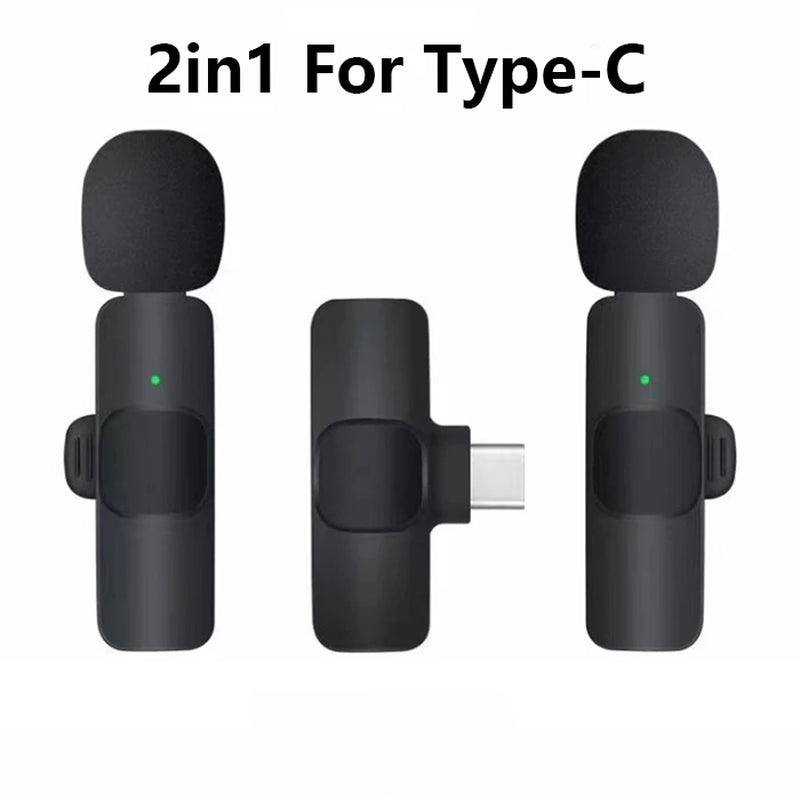 Wireless Lavalier Microphone Portable Audio Video Recording Mini Mic for Iphone Android Long Battery Life Live Broadcast