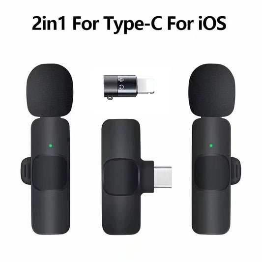 Wireless Lavalier Microphone Portable Audio Video Recording Mini Mic for Iphone Android Long Battery Life Live Broadcast