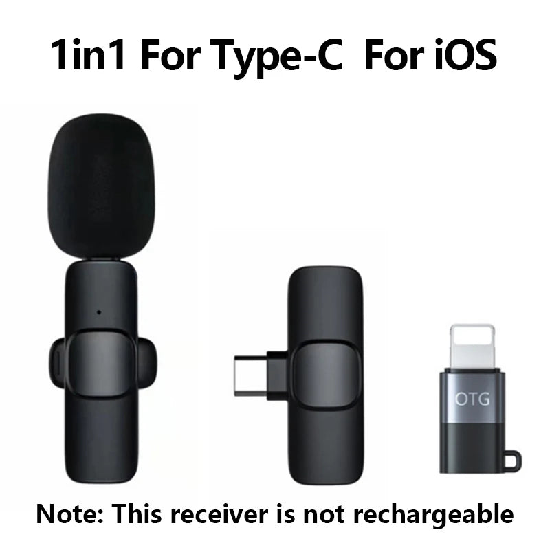 Wireless Lavalier Microphone Portable Audio Video Recording Mini Mic for Iphone Android Long Battery Life Live Broadcast